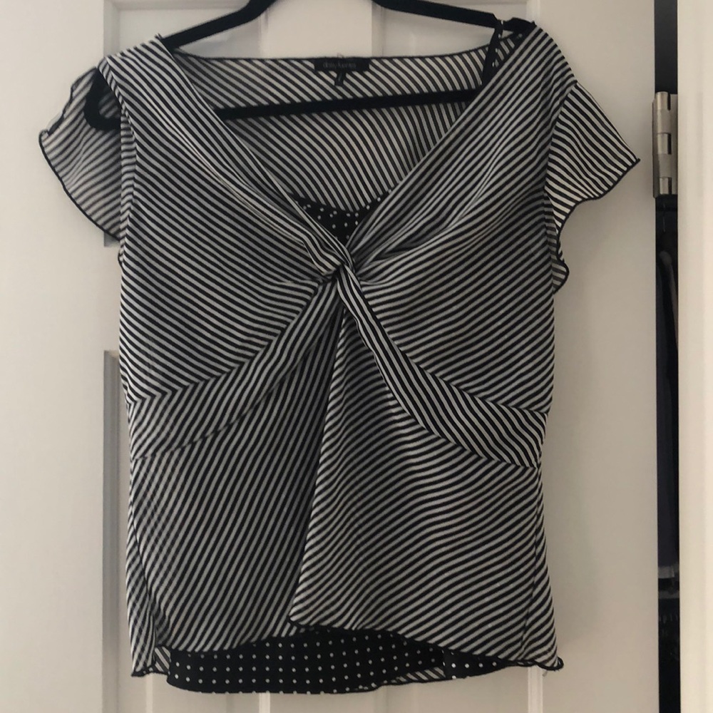 Black and white short sleeve shirt and cami set